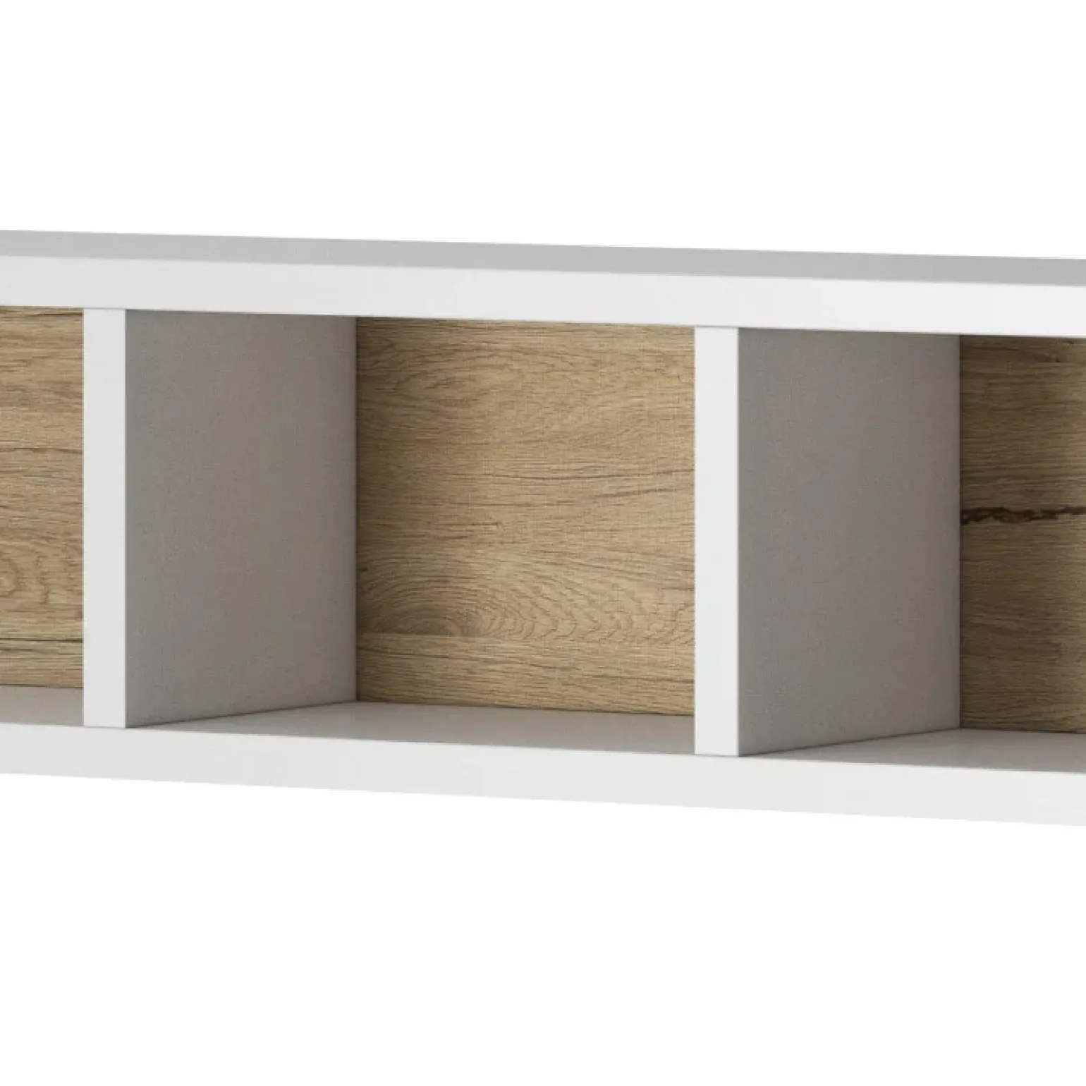 Mensola 169x21h cm 5 vani da parete bianco rovere Tahiti