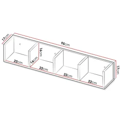 Mensola 95x17h cm 4 vani da parete moderna bianco Serafina