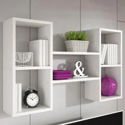 Mensola 102x60h cm 5 vani pensile da parete moderna bianco Felicita