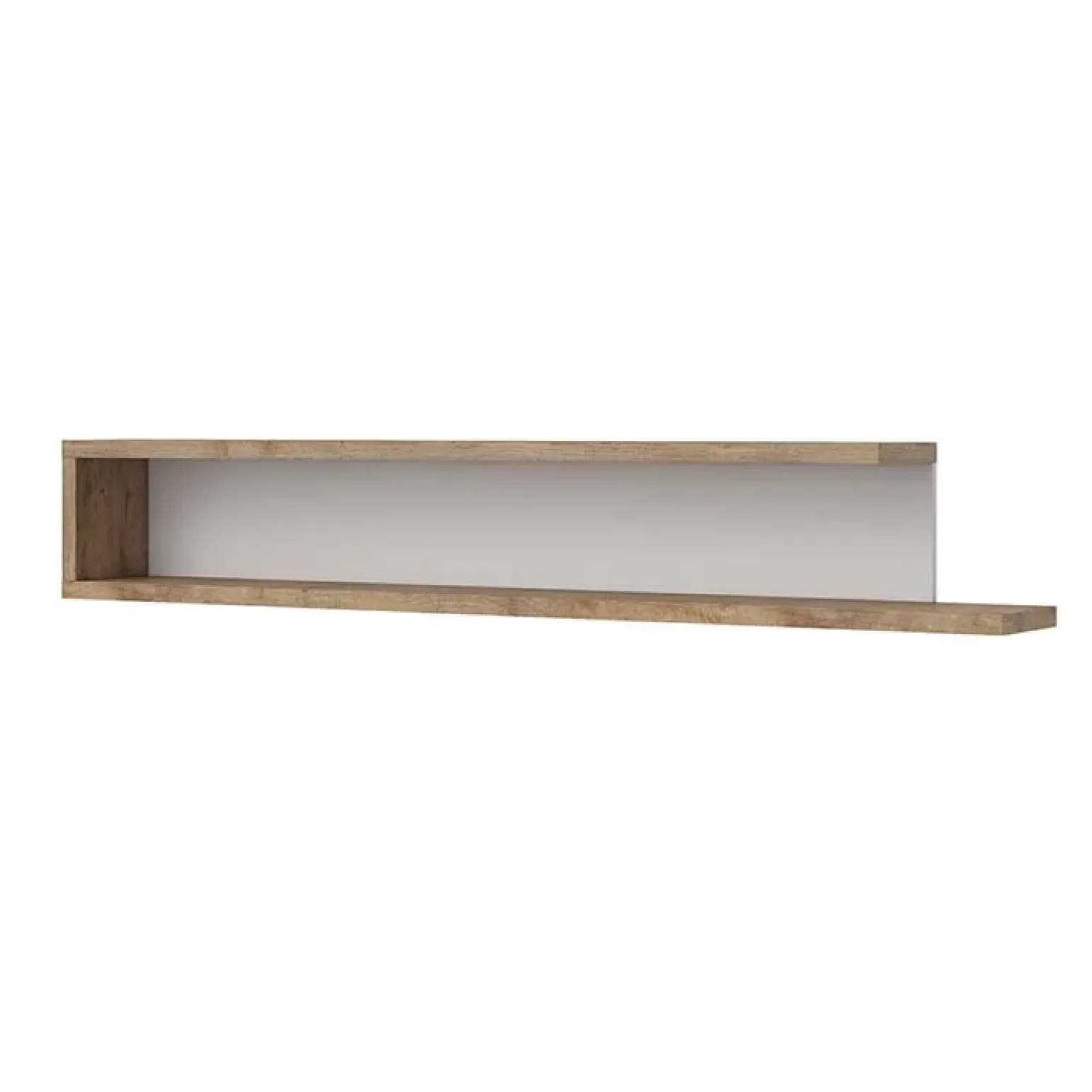 Mensola 180x28h cm da parete moderna bianco lucido rovere Aria