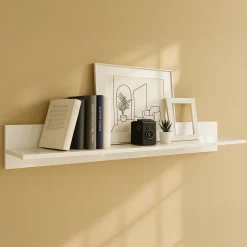 Mensola 138x17h cm da parete moderna soggiorno bianco lucido Candor