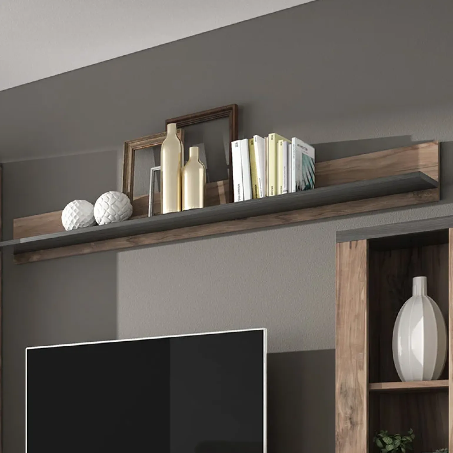 Mensola 180x20h cm da parete noce rovere grigio Paloma 2
