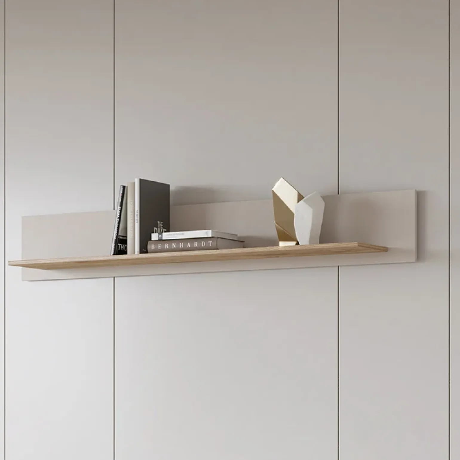 Mensola 160x24h cm da parete rovere tortora lucido Jumbo