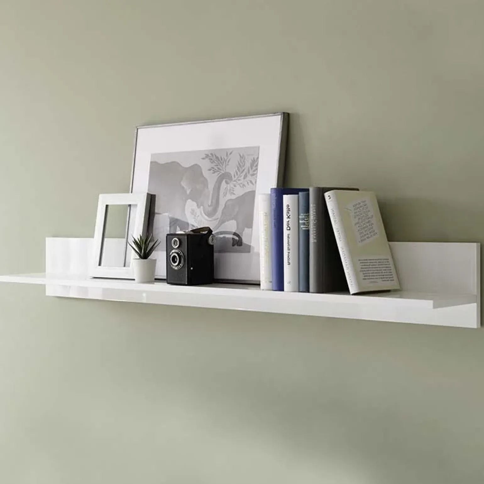 Mensola 138x17h cm moderna soggiorno bianco lucido Spirit