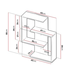 Mensola 65x85h cm pensile a muro design bianco rovere Marietta