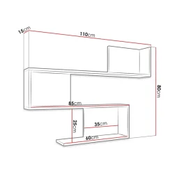 Mensola 110x80h cm pensile a muro design moderno bianco Carlina