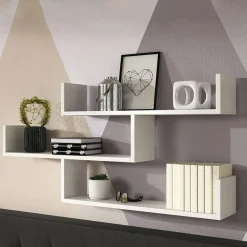 Mensola 119x55h cm pensile a muro 3 ripiani bianco Concetta
