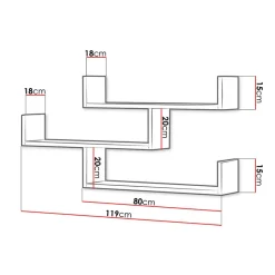Mensola 119x55h cm pensile a muro 3 ripiani bianco Concetta