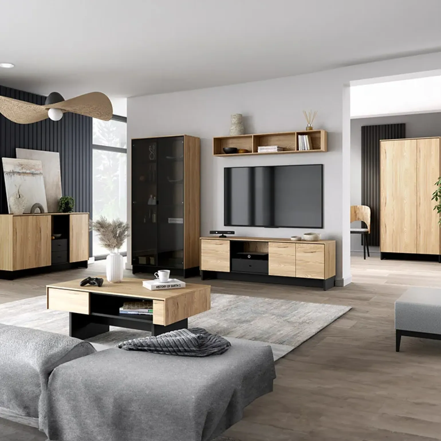 Mensola 145x24h cm rovere nero Alabaster