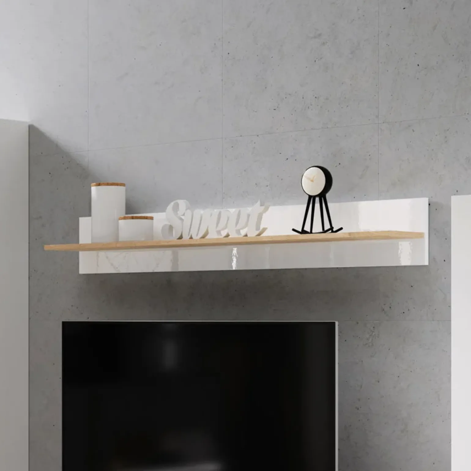 Mensola 138x20h cm soggiorno bianco opaco rovere Noa Gihome®