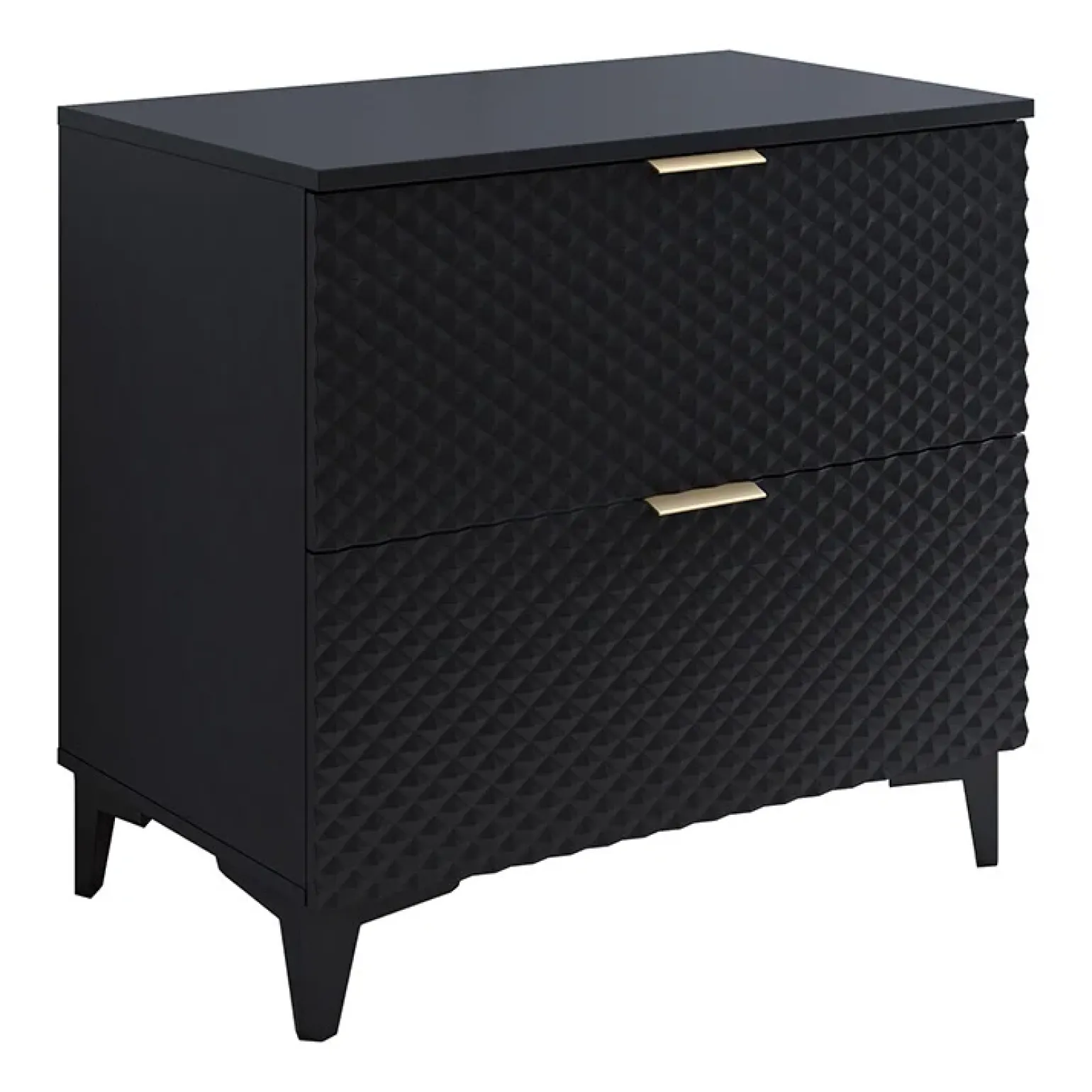 Mobile bagno a terra 81cm 2 cassetti nero frontali decorati Konny
