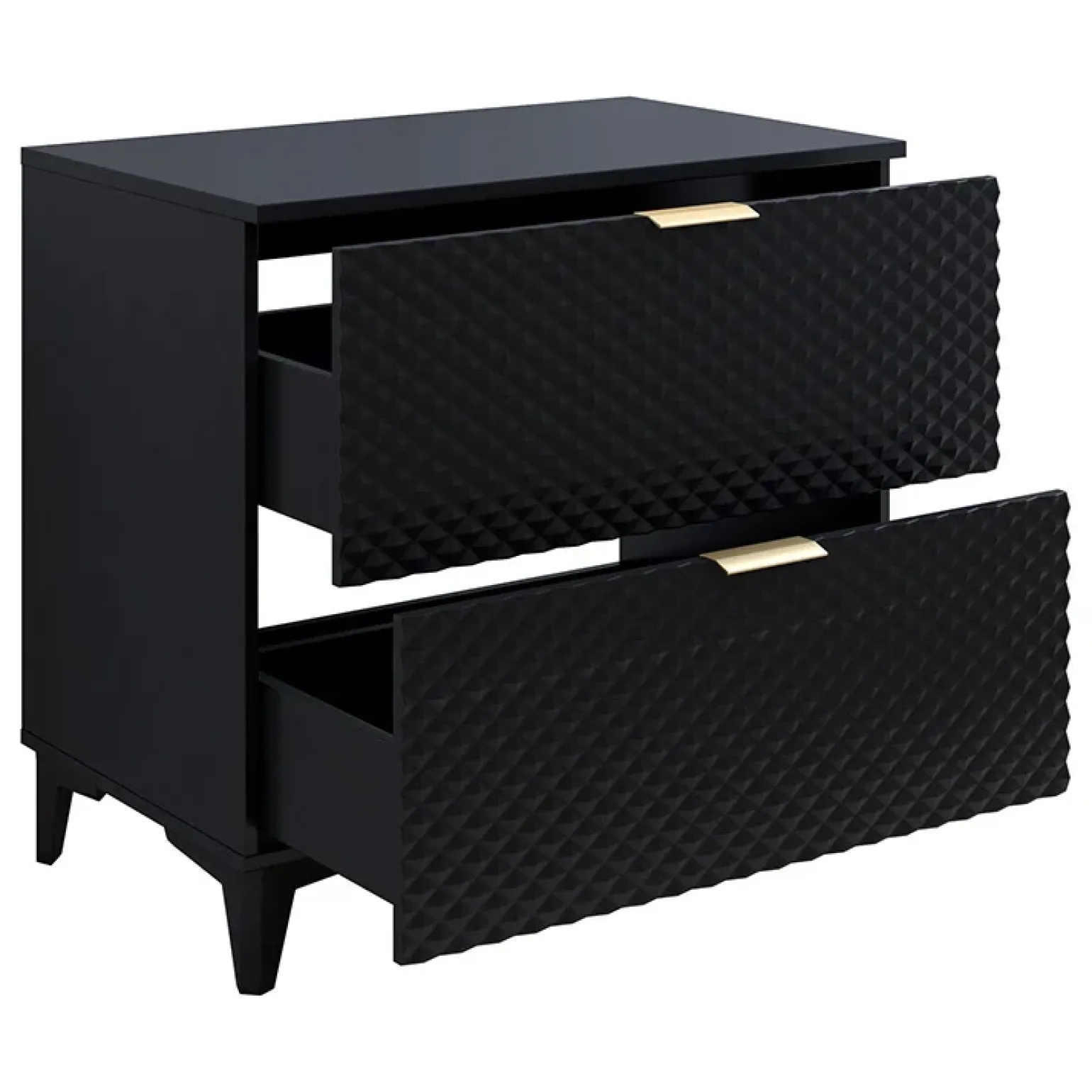 Mobile bagno a terra 81cm 2 cassetti nero frontali decorati Konny