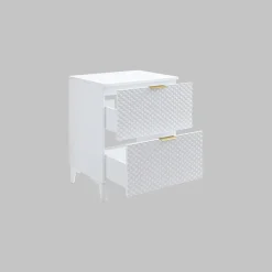 Mobile bagno a terra 61cm 2 cassetti bianco frontali decorati Konny