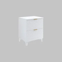 Mobile bagno a terra 61cm 2 cassetti bianco frontali decorati Konny