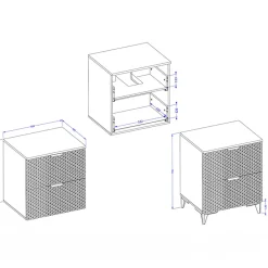 Mobile bagno a terra 61cm 2 cassetti bianco frontali decorati Konny
