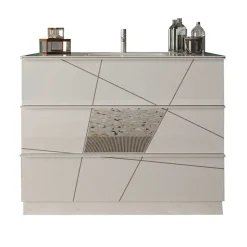 Mobile bagno a terra 100cm con lavabo 3 cassetti bianco lucido specchi Olimpo