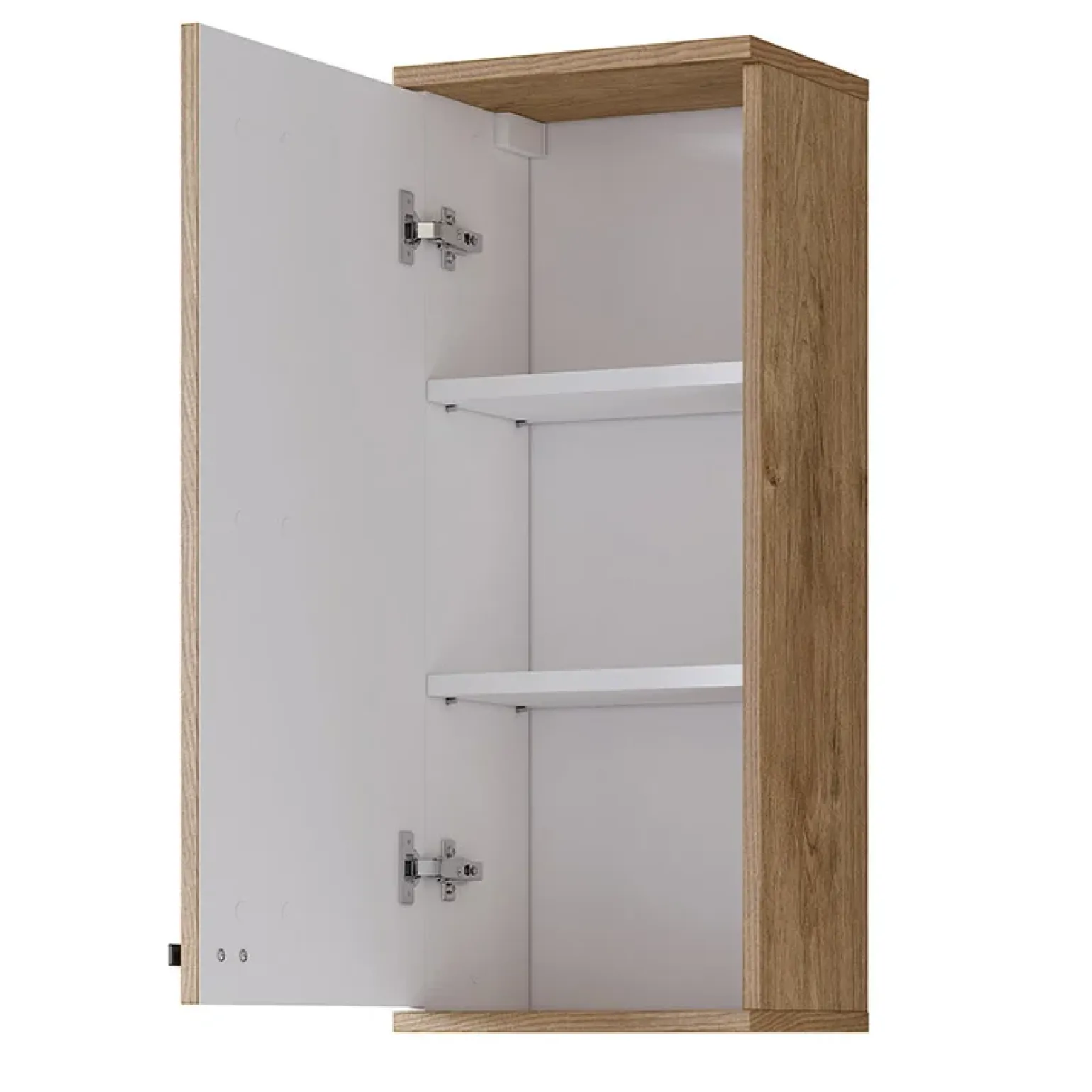 Mobile bagno a terra 61cm con specchio e colonne bianco lucido rovere Crystal