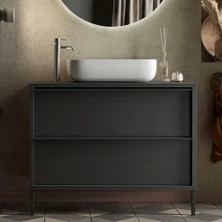 Mobile bagno a terra 92cm con lavabo nero frassinato Absolut