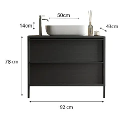 Mobile bagno a terra 92cm con lavabo nero frassinato Absolut
