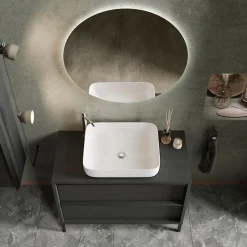 Mobile bagno a terra 105cm con lavabo 2 cassetti nero frassinato Absolut