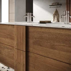 Mobile bagno a terra 120cm con doppio lavabo e specchio rovere Alvarez