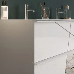 Mobile bagno a terra 120cm con doppio lavabo e specchio bianco lucido specchi Olimpo