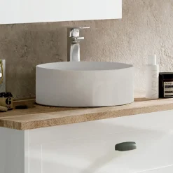 Mobile bagno a terra 82cm con lavabo e colonna shabby bianco rovere Ilias