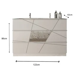 Mobile bagno a terra 120cm con doppio lavabo 3 cassetti bianco lucido specchi Olimpo