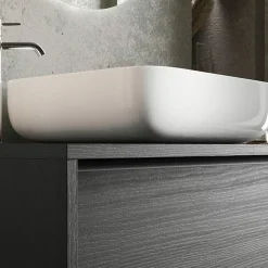 Mobile bagno a terra 92cm con lavabo e specchio nero frassinato Absolut