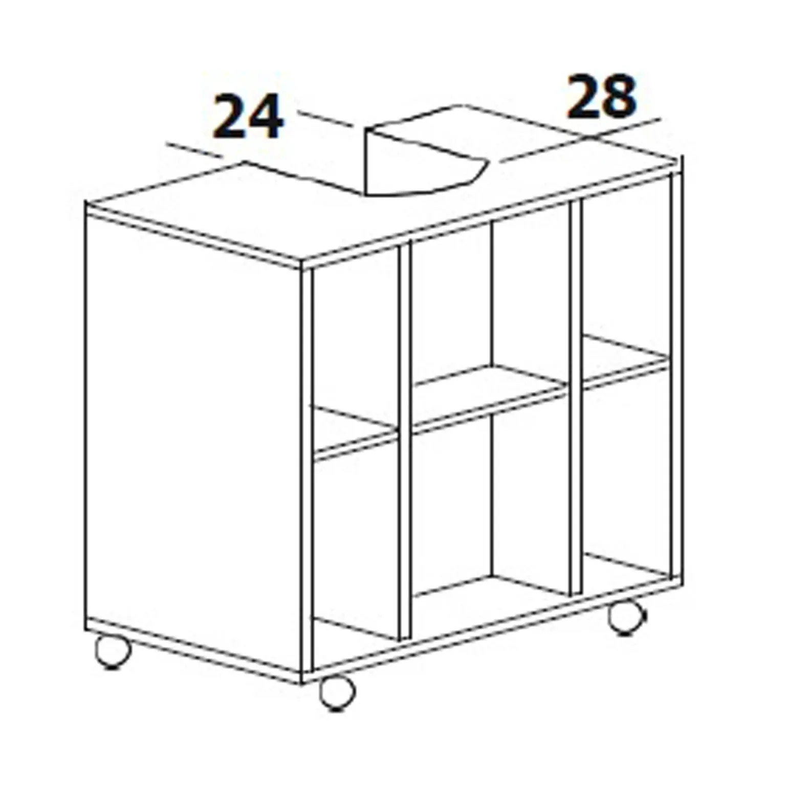 Mobile bagno a terra 64cm con ruote 1 anta rovere bianco Irma
