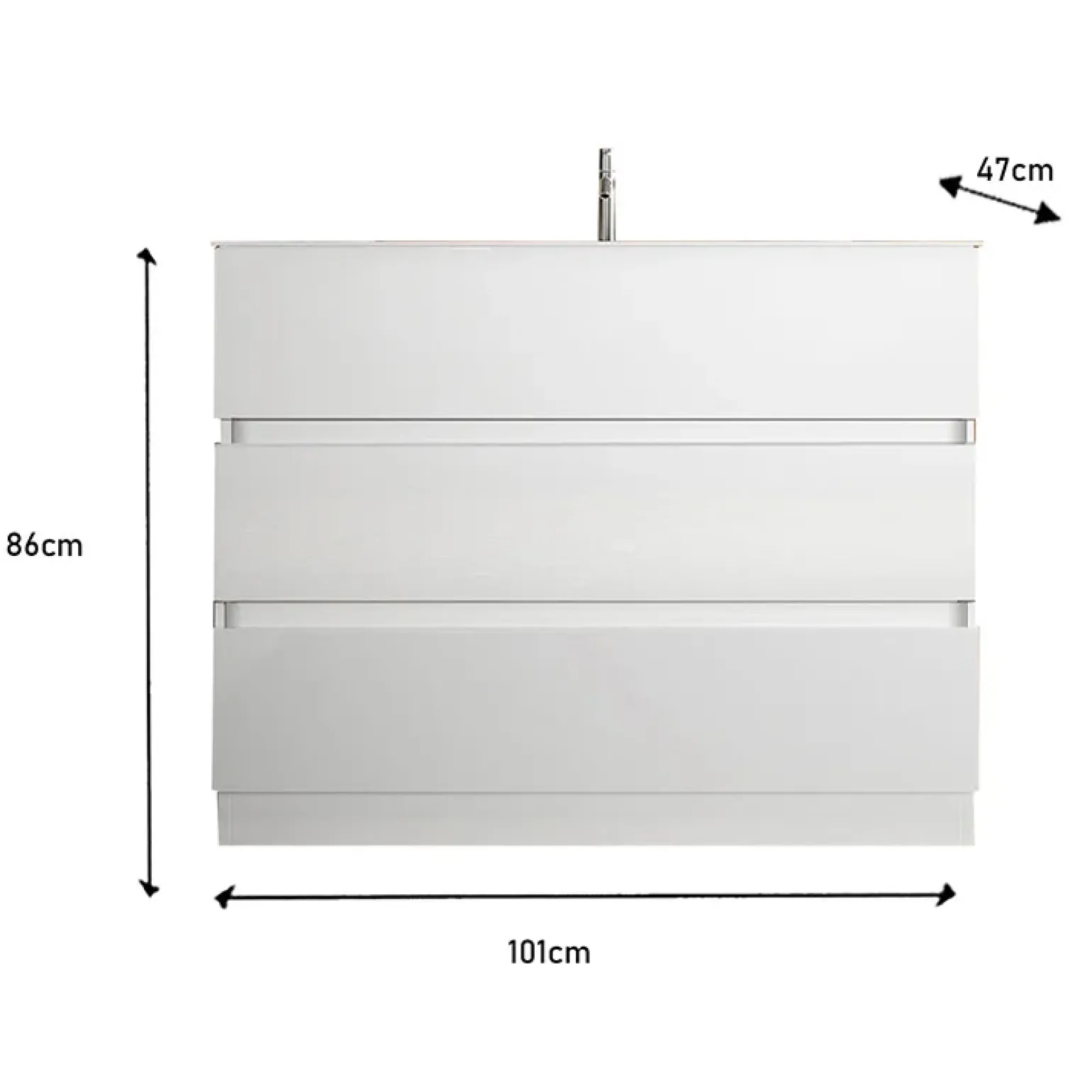 Mobile bagno a terra 100cm con lavabo e specchio bianco lucido Moon