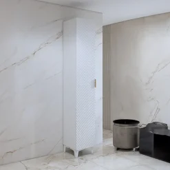 Mobile bagno a terra 61cm con colonna bianco frontali decorati Konny