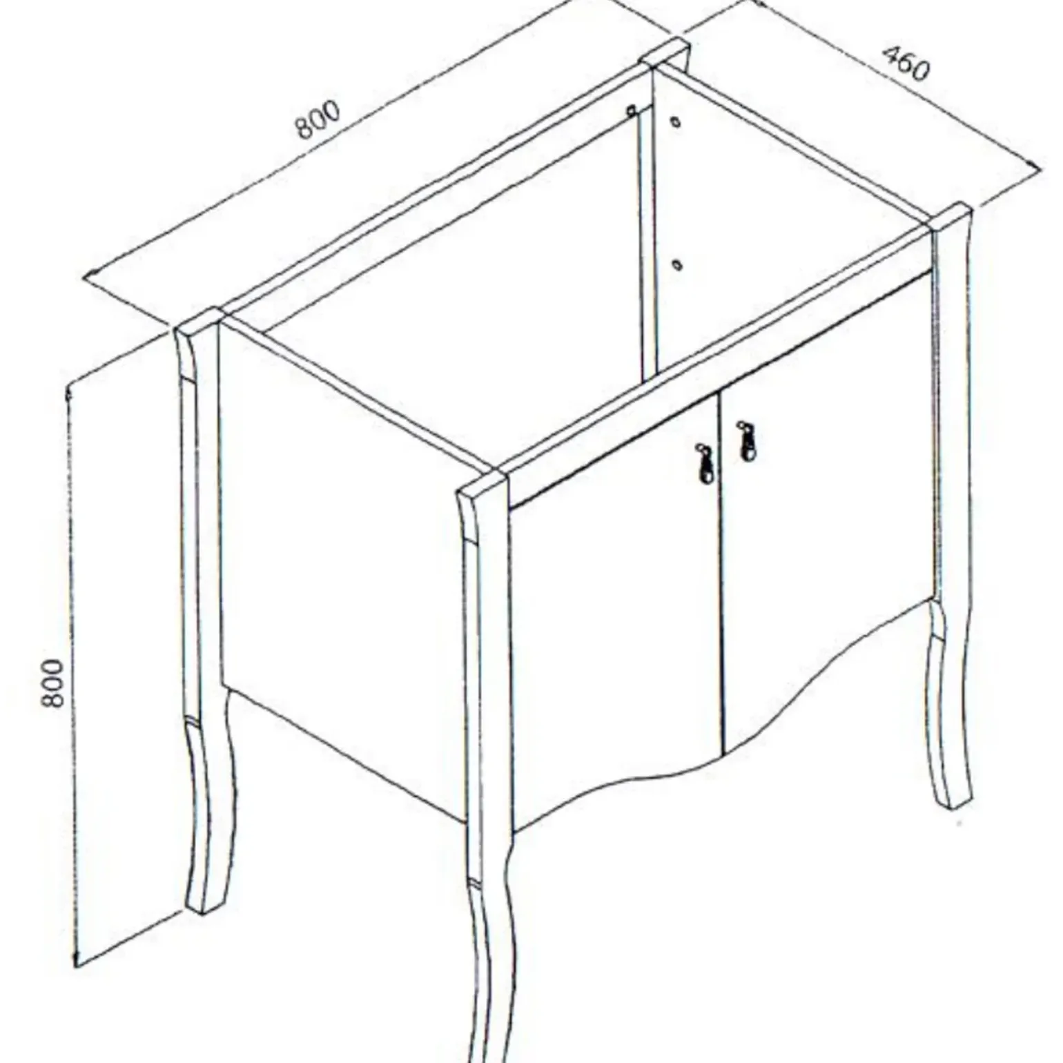 Mobile bagno classico 80cm con lavabo 2 ante bianco Brigit