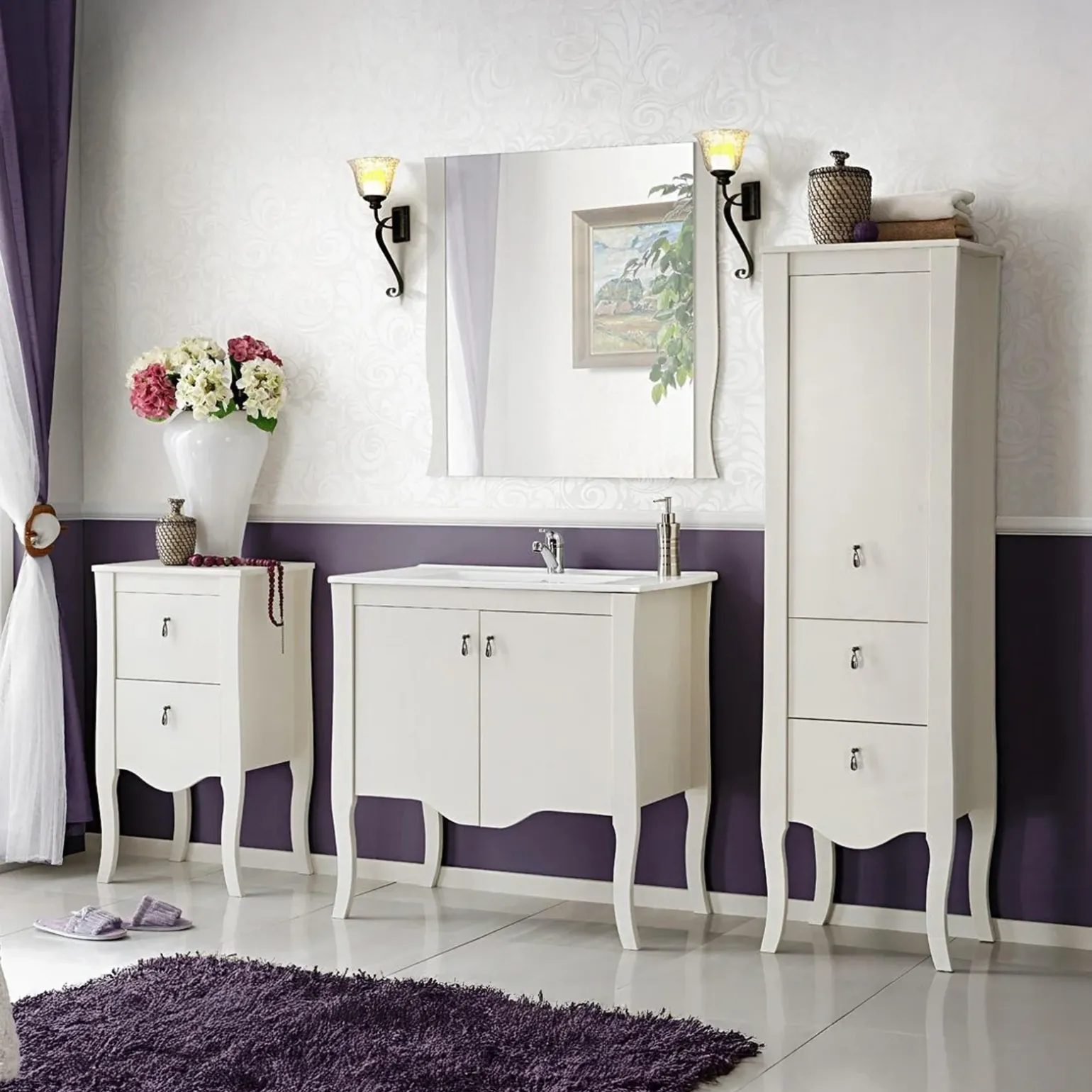 Mobile bagno classico 45cm 2 cassetti bianco Brigit