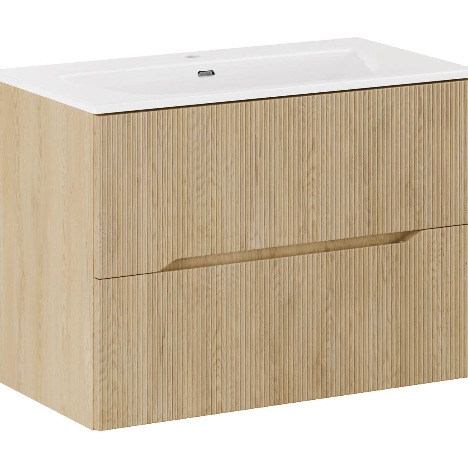 Mobile bagno sospeso cannettato 80cm con lavabo rovere Pretty
