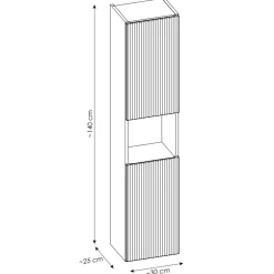 Mobile bagno sospeso cannettato 100cm con lavabo e colonna bianco rovere Cleany