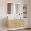 Mobile bagno sospeso cannettato 120cm con doppio lavabo rovere Pretty