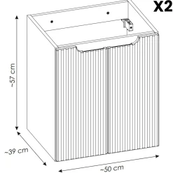 Mobile bagno sospeso cannettato 120cm 4 ante e 2 vani bianco rovere Cleany