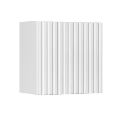 Mobile bagno sospeso cannettato 80cm con lavabo, colonna e 3 pensili bianco rovere Cleany