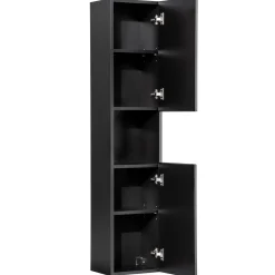 Mobile bagno sospeso cannettato 100cm con lavabo e colonna nero rovere Cleany