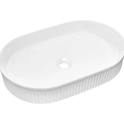 Mobile bagno sospeso cannettato 80cm con lavabo e colonna beige rovere Cleany