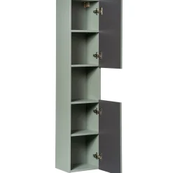 Mobile bagno sospeso cannettato 80cm con lavabo e colonna verde salvia rovere Greeny