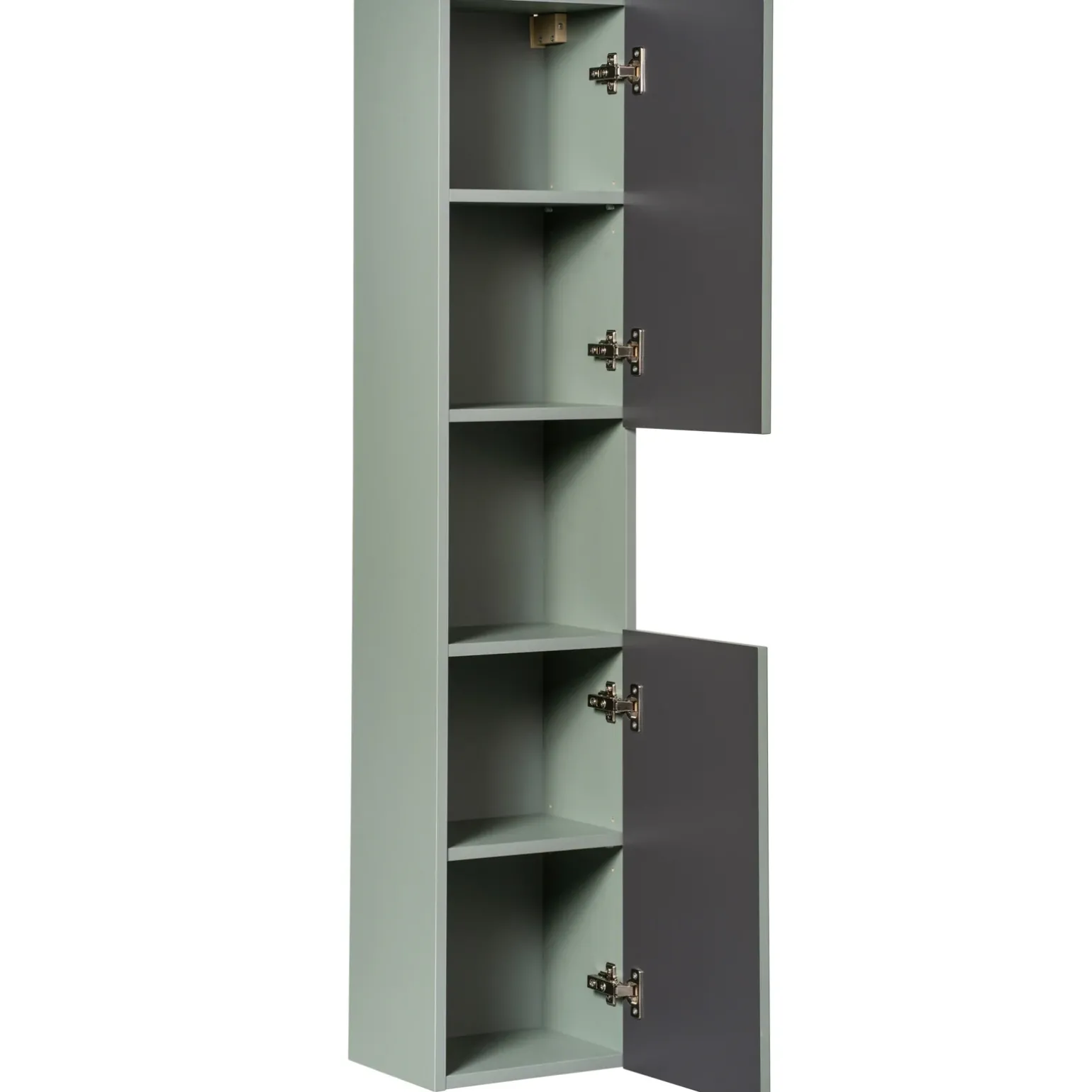 Mobile bagno sospeso cannettato 80cm con lavabo e colonna verde salvia rovere Greeny