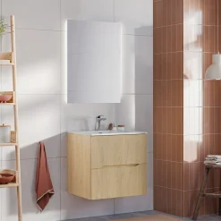 Mobile bagno sospeso cannettato 60cm con lavabo rovere Pretty