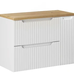 Mobile bagno sospeso cannettato 80cm bianco rovere Cleany