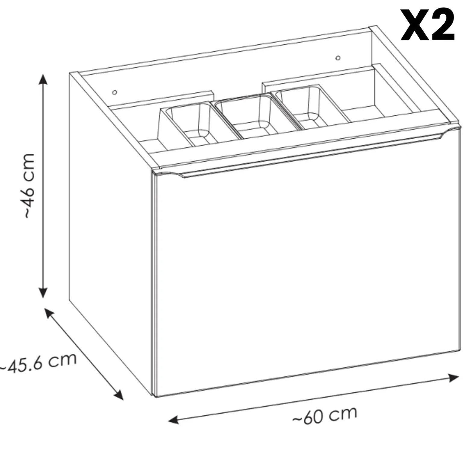 Mobile bagno sospeso 120cm 2 cassettoni e 2 cassetti attrezzati grigio quercia Serif