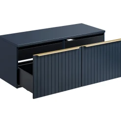 Mobile bagno sospeso 120cm 2 cassettoni e 2 cassetti attrezzati cannettato blu Deep