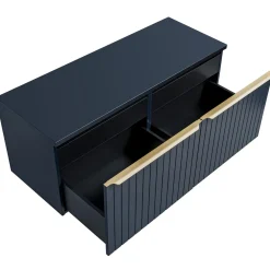 Mobile bagno sospeso 120cm 2 cassettoni e 2 cassetti attrezzati cannettato blu Deep