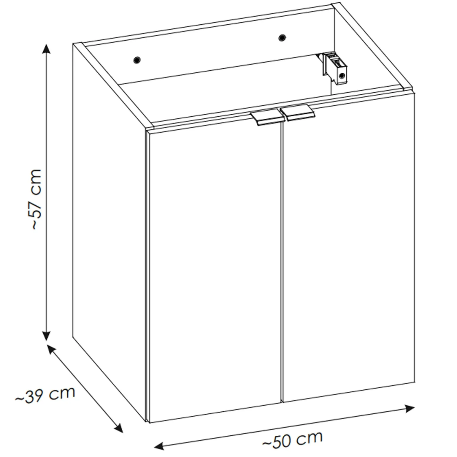 Mobile bagno sospeso 50cm 2 ante rovere nero Rovery