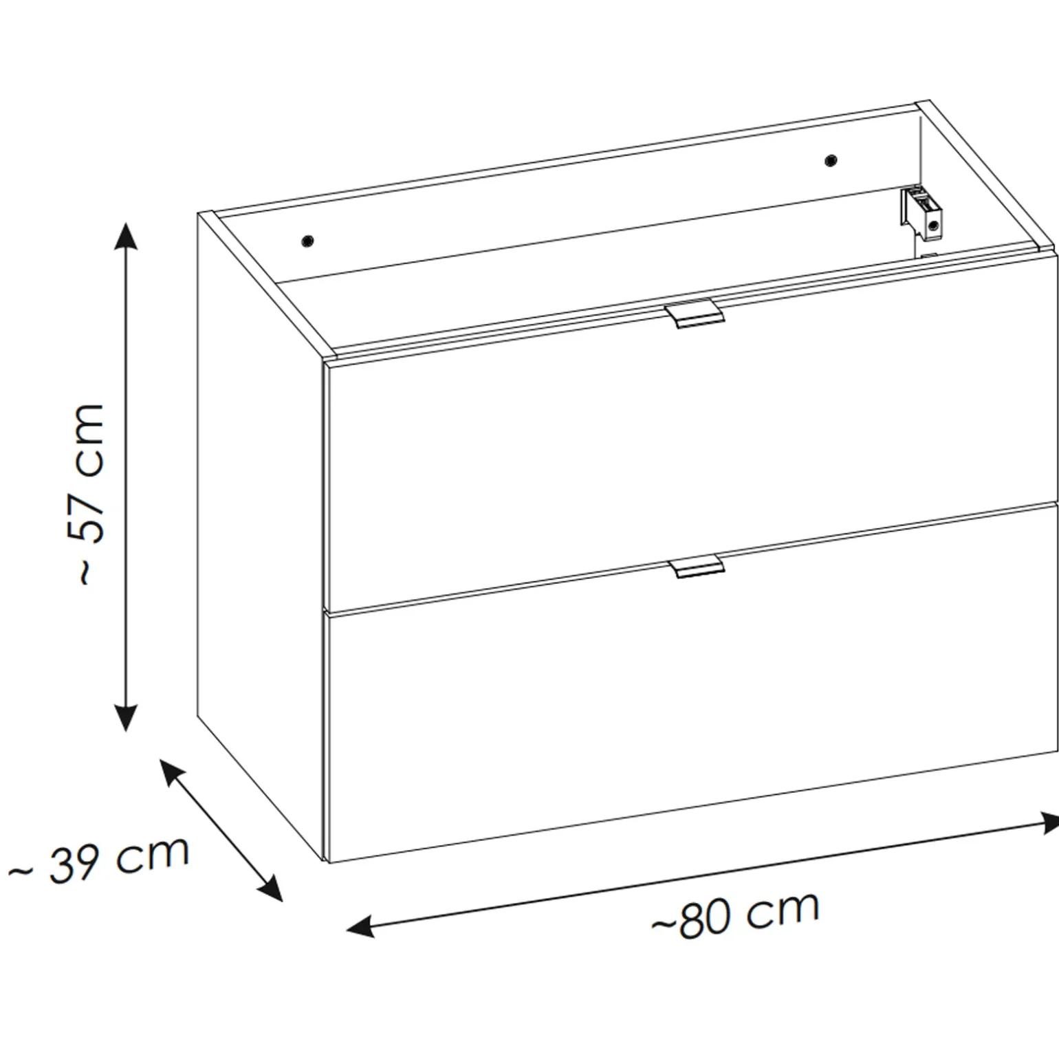 Mobile bagno sospeso 80cm 2 cassetti con lavabo rovere Rovery